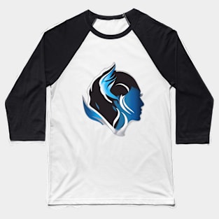 Mystical Blue Flame Silhouette No. 604 Baseball T-Shirt